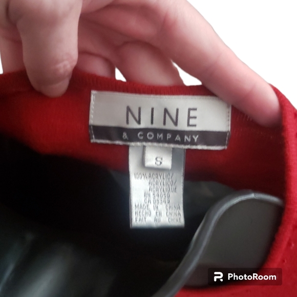 9 & West Red Beaded Button Front Sweater - Picture 3 of 3